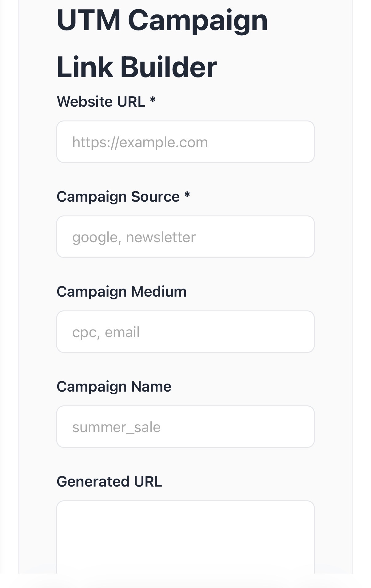 UTM Campaign Link Builder