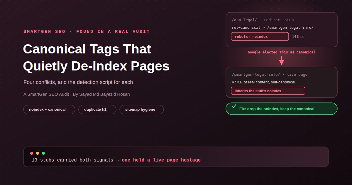 Canonical Tags That Quietly De-Index Your Pages: Four Conflicts From One Audit